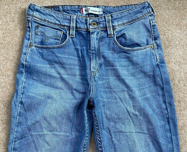 Womens Levis Jeans 627 Straight Fit W 27 L 34 Blue Denim Red Tab C6