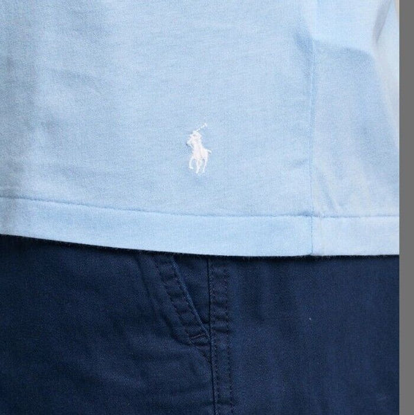 RALPH LAUREN Tshirt T Shirt Mens XL Slim Fit Pale Blue White Pony