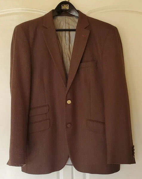 CLAUDIO LUGLI Blazer Jacket Mens 44 Khaki Tweed Wool Herringbone Italy Rrp £360