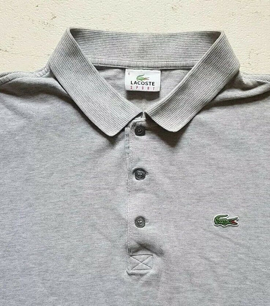 LACOSTE Polo Shirt Mens L Smoke Grey Cotton Devanlay