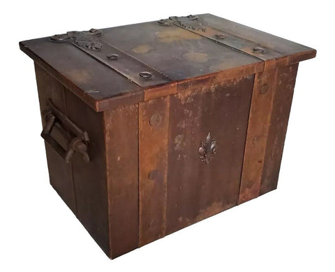 Antique Vintage Trunk Chest Copper Over Wood Mid Size Bespoke UK 1830's