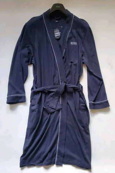 HUGO BOSS Mens XL Kimono Dressing Gown Bath Robe Navy Blue Rrp £119