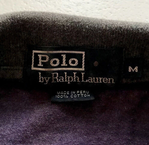 RALPH LAUREN Polo Shirt Mens M Regular Fit Purple Grey Stripes