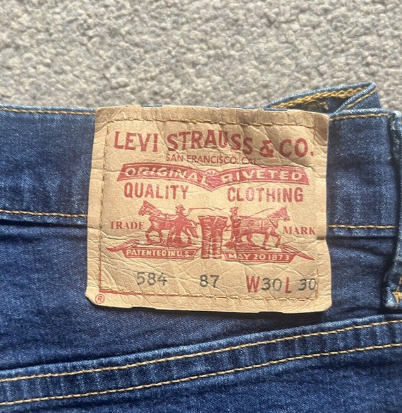 LEVIS 584 Jeans Mens W 30 L 30 vintage blue denim red tab regular fit A152