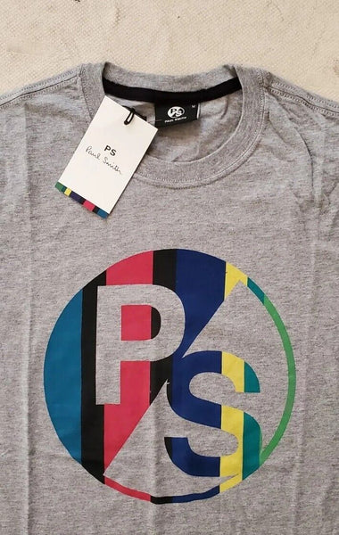 PAUL SMITH T Shirt Mens M Regular Fit Grey Atrist Stripe Logo