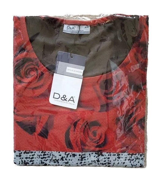 Designer Vest T Shirt Mens XXL Italian Abstract Roses Cotton Lycra Stretch