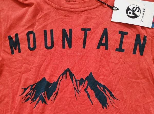 PAUL SMITH Tshirt T Shirt Mens M Slim Fit Burnt Orange Organic Cotton Mountain