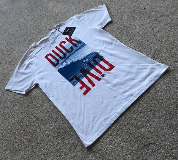 LOST Duck Dive T Shirt Tshirt Mens M Regular Fit White Cotton Graphic Print