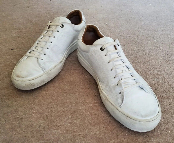 HUGO BOSS Mirage Trainers Mens UK 10 EU 44 White Leather Made In Italy