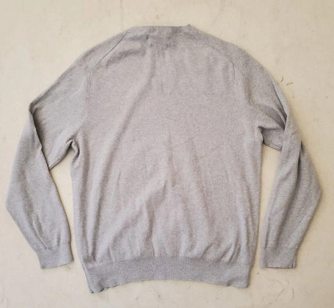 RALPH LAUREN Jumper Sweater Mens XL Pure Pima Fine Knit Pale Grey V Neck