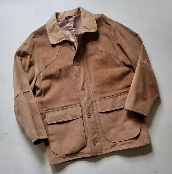 Vintage Suede Jacket Tan Pigskin Mens L 1980's Czechoslovakia - Mint Condition