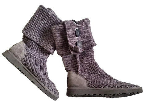 UGG Boots Classic Cardy Knit Sweater Sock Grey Womens Uk 5 Eu 38 Vintage Y2K