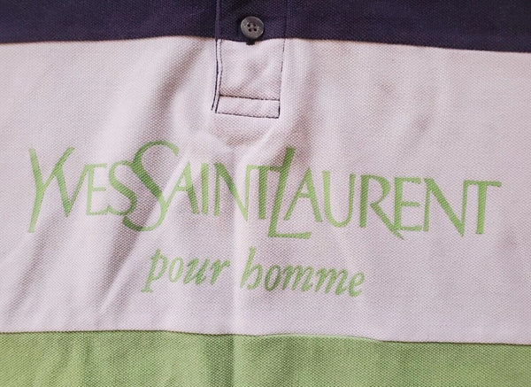 Vintage YSL YVES SAINT LAURENT Polo Shirt Mens L Spellout 90's