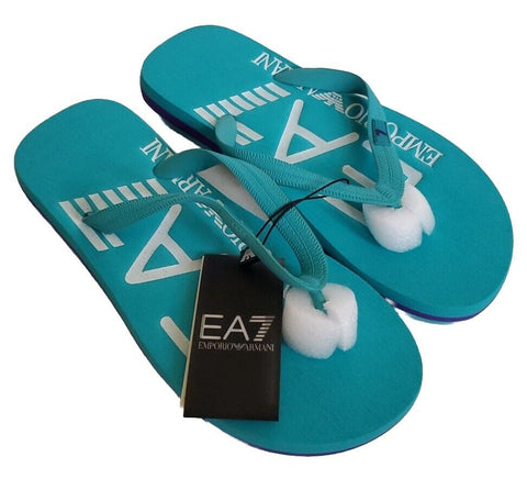 EMPORIO ARMANI Flip Flops Sandals Mens Uk 7.5 Eu 41 Cyan Blue EA7 New With Tags