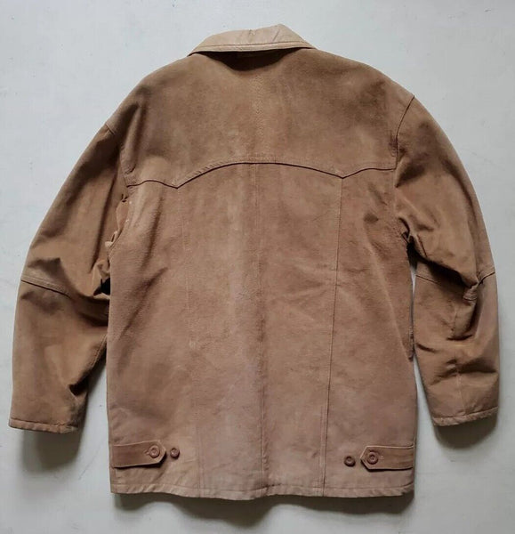 Vintage Suede Jacket Tan Pigskin Mens L 1980's Czechoslovakia - Mint Condition