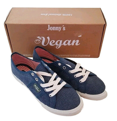 JONNYS VEGAN SHOES Women UK 5.5 EU 39 Wakanda Blue Canvas New In Box