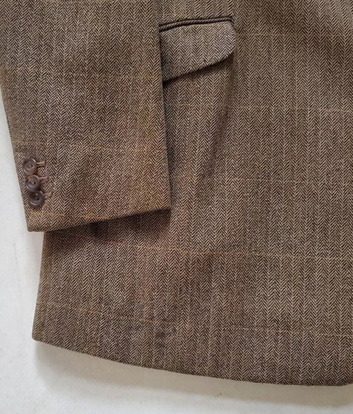 Vintage Tweed Shooting Jacket Mens 44 Herringbone Weave Henderson Uk 1950's