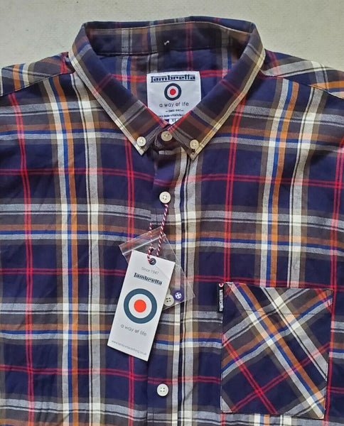 LAMBRETTA Shirt Mens XL Red Blue Broad Check