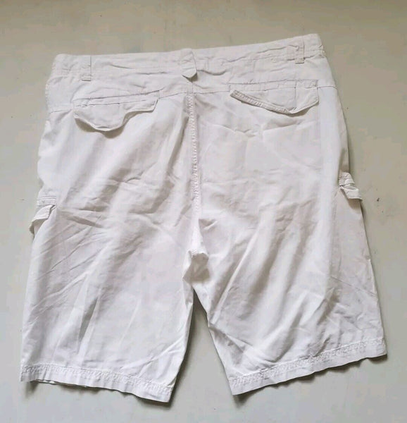 CALVIN KLEIN Cargo Shorts Mens W 36 White Cotton