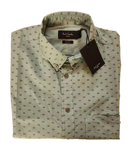 PAUL SMITH Oxford Shirt Men M All Seeing Eye Tailored Fit Duck Egg Blue Cotton