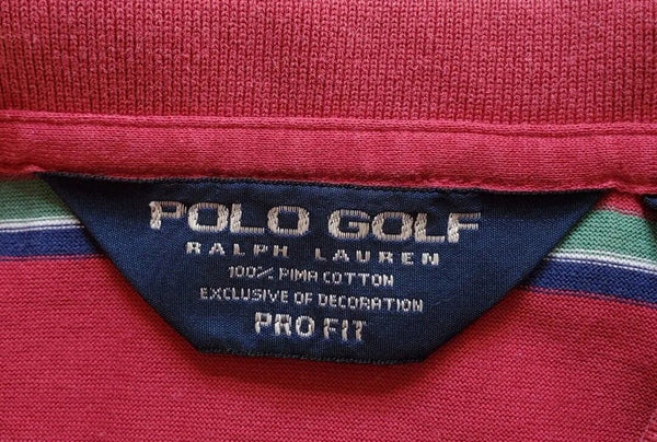 RALPH LAUREN Golf Polo Shirt Mens L Pink Pima Cotton Green Blue Stripes Pro Fit