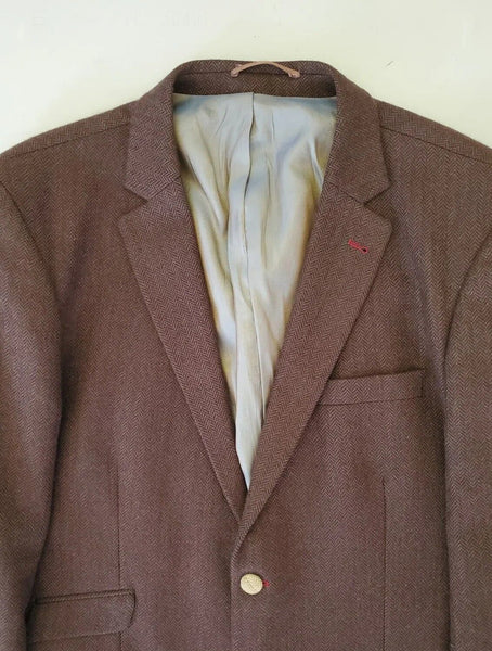 CLAUDIO LUGLI Blazer Jacket Mens 44 Khaki Tweed Wool Herringbone Italy Rrp £360