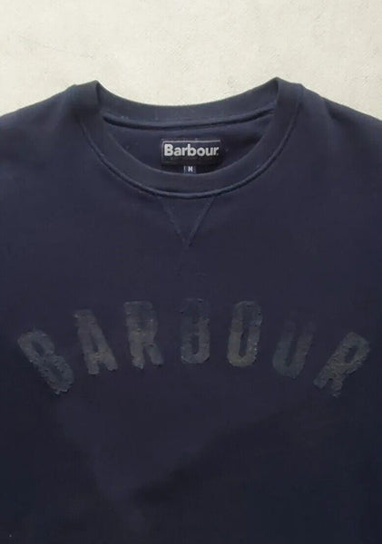 BARBOUR Sweatshirt Jumper Mens M Navy Blue Chest Logo