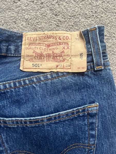 LEVIS 501 Jeans Mens W 33 L 34 vintage blue denim red tab regular fit A155