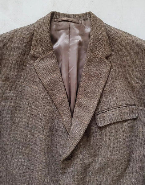 Vintage Tweed Shooting Jacket Mens 44 Herringbone Weave Henderson Uk 1950's