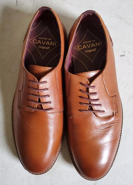 CAVANI Shoes Gobi Oxfords Mens Uk 9 Eu 43 Tan Leather Cushioned