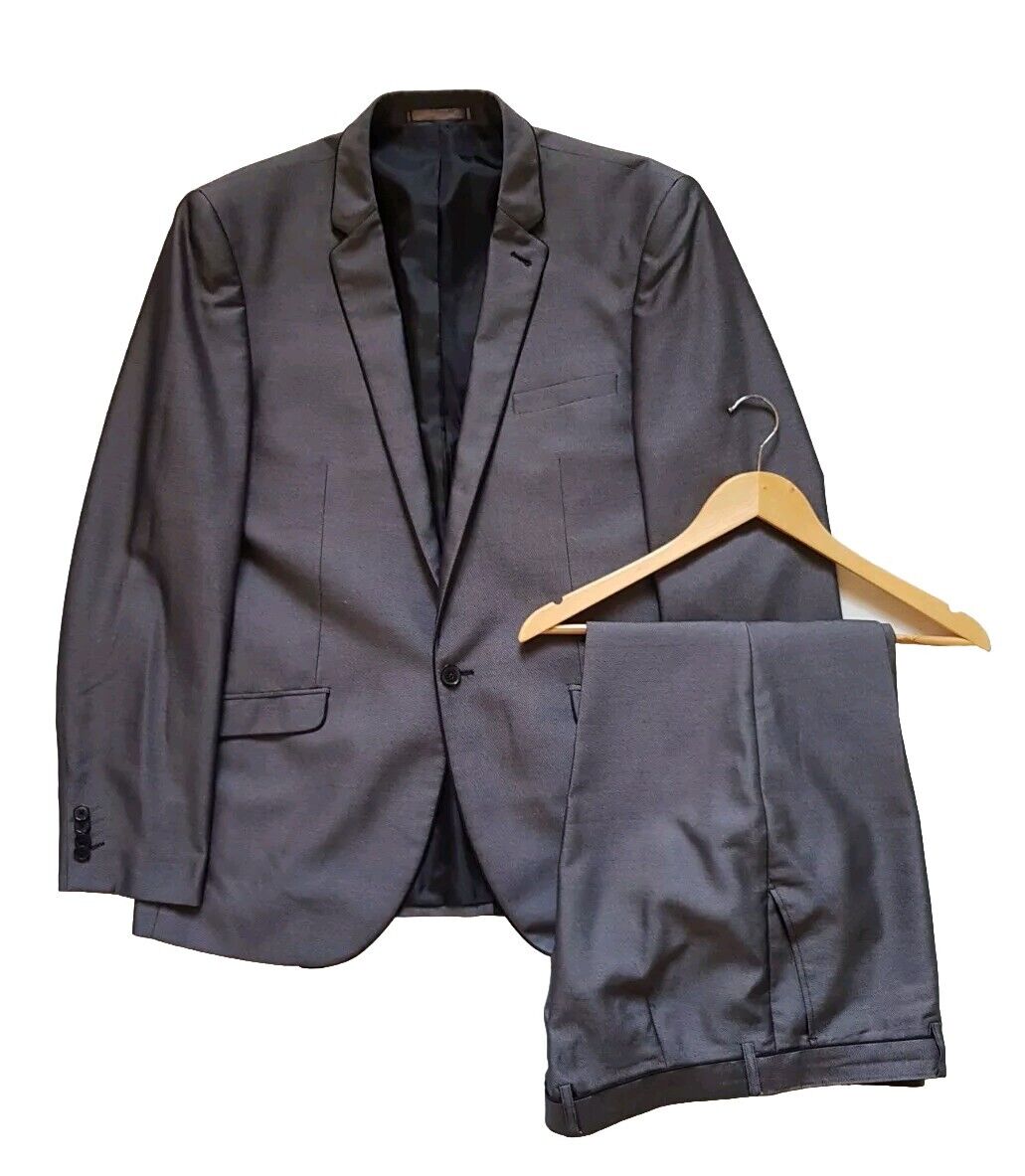 Suit By Taylor Wright Mens Jkt 44 Trs W36 Regular Fit Gunmetal Grey Worn Once