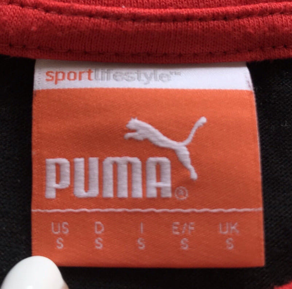 PUMA T Shirt Tshirt Mens S Manuela Red Black White Stretch Crew Neck