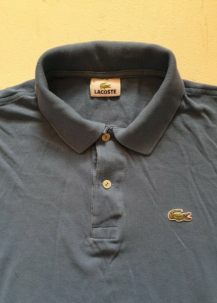 LACOSTE Polo Shirt Mens 5 L Regular Fit Azure Blue Cotton Iconic Croc Devanlay