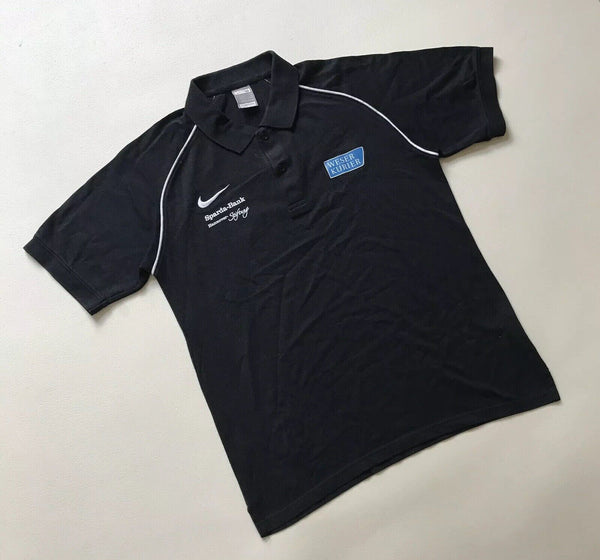 NIKE SPORTS Polo Shirt Mens M Black White Regular Fit Corporate Logo