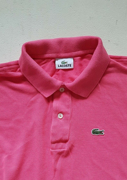 LACOSTE Polo Shirt Mens 6 L Regular Fit Hot Pink Iconic Croc Devanlay