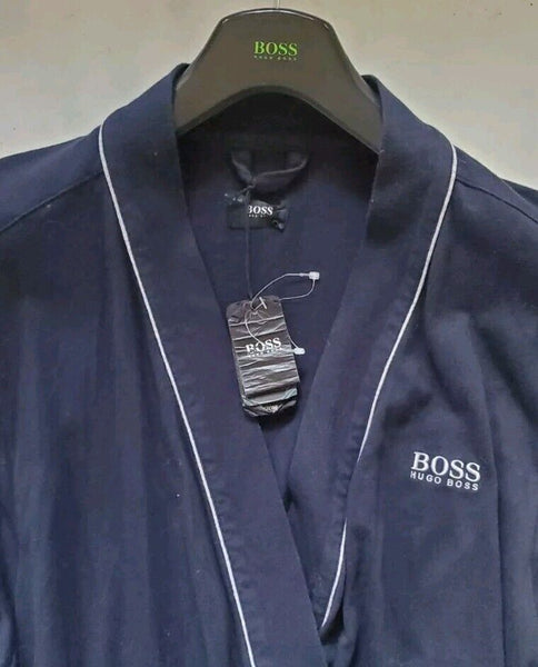 HUGO BOSS Mens XL Kimono Dressing Gown Bath Robe Navy Blue Rrp £119