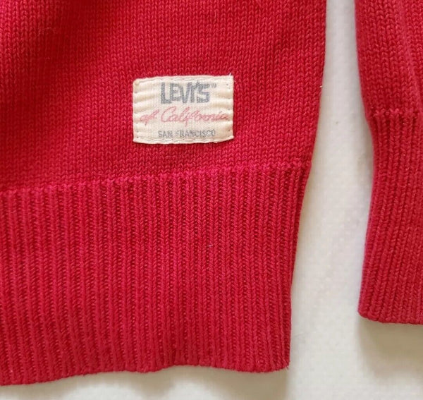 Vintage LEVIS Jumper Full Zip Sweater 90's Arsenal Mens M Red and Cream