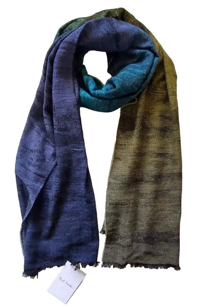 PAUL SMITH SCARF Mens Cashmere Wool XL Size Artist Fade Made in UK