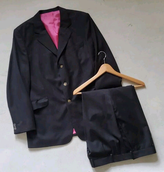 Saville Row Ariel Suit Mens Jkt 42 R Trs W 34 L 31 Black Wool