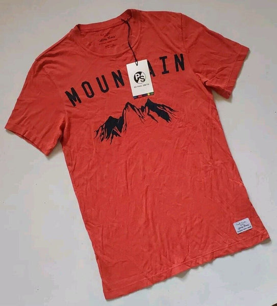 PAUL SMITH Tshirt T Shirt Mens M Slim Fit Burnt Orange Organic Cotton Mountain