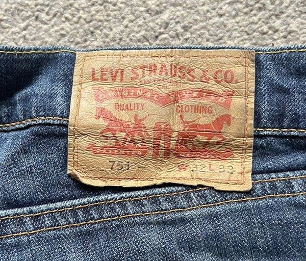 LEVIS 751 JEANS Mens W 32 L 32 vintage blue denim red tab regular fit A100