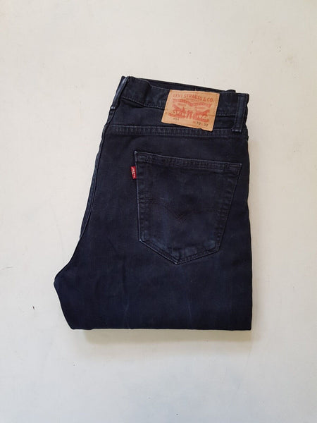 LEVIS 751 JEANS Mens W 33 L 32 Classic Fit Vintage Black Denim Red Tab