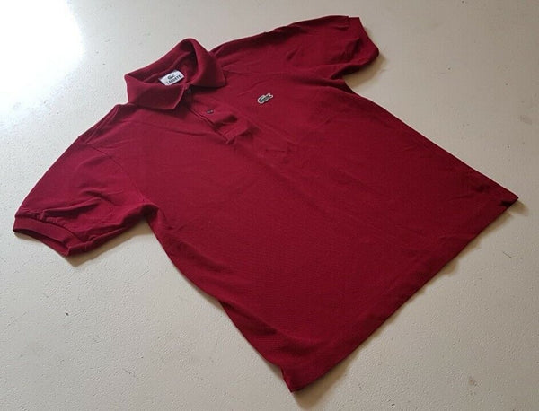 LACOSTE Polo Shirt Mens 3 S Regular Fit Claret Red Iconic Croc Devanlay