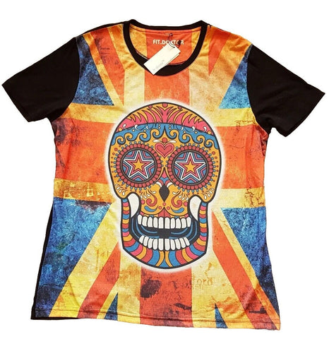 PSYCHEDELIC SKULL Tshirt Mens M Groovy Print