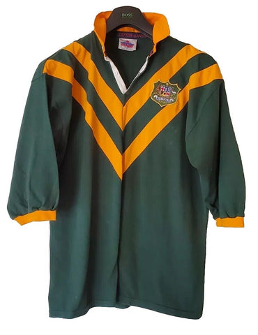 Vintage Australia Rugby Shirt Jersey Mens XL Green Gold 80s Wallabies Crest