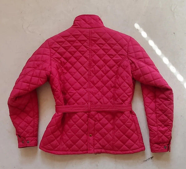 Harry Hall Waddington Jacket Coat Womens M Red Belted Diamond Quilted