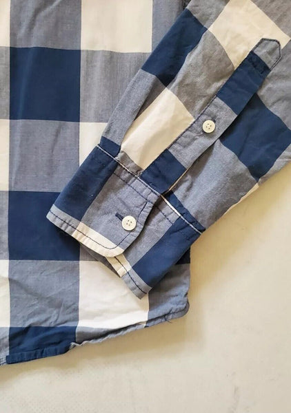 HOLLISTER Shirt Mens M Regular Fit Blue White Broad Check Cotton