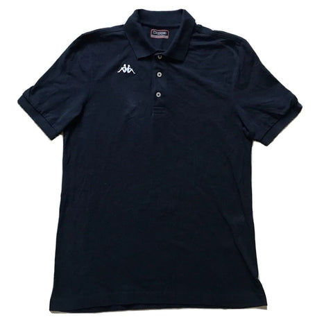 KAPPA Polo Shirt Mens L Navy Blue Cotton Logo Embroidered In White Regular Fit