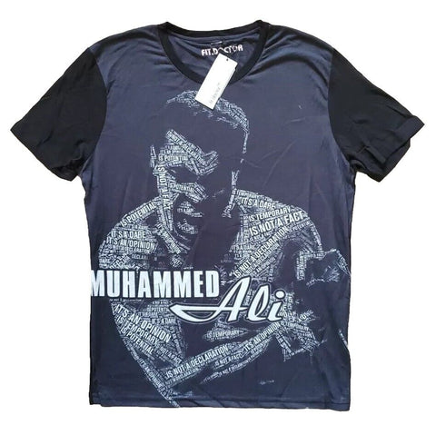 Muhammed Ali T Shirt Mens S Black - Press Cutting Quote Collage 60's Fight