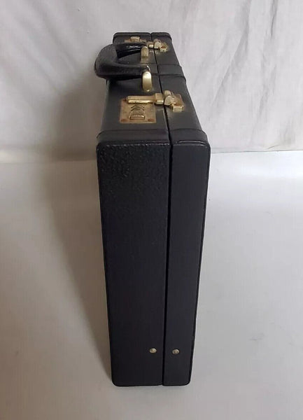 Briefcase Attache Black Leather Combination Locks Vintage 80's